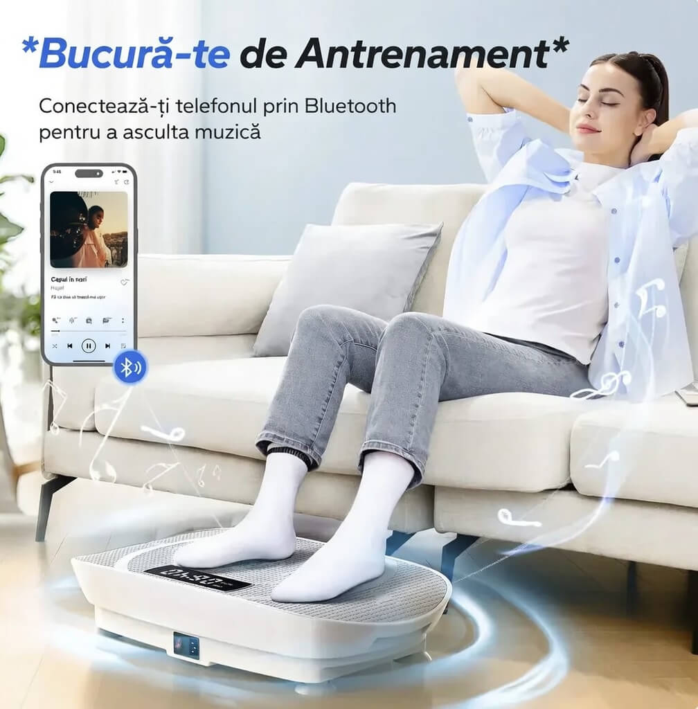 Placa de vibratii, cu telecomanda si benzi de rezistenta