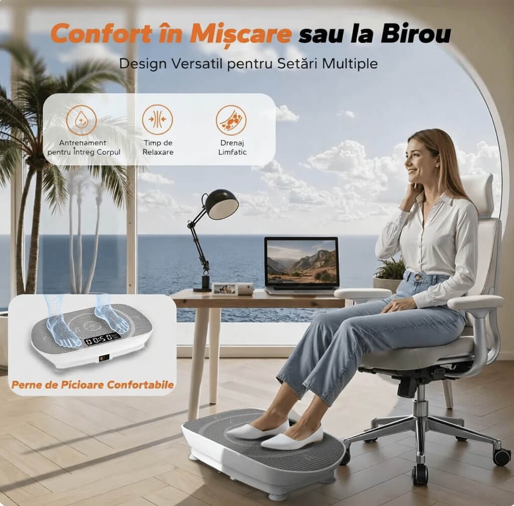 Placa de vibratii, cu telecomanda si benzi de rezistenta